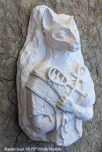 Load image into Gallery viewer, Egyptian Bastet cat fragment torso Sculptural wall relief bust www.Neo-Mfg.com 16.75"