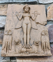 Load image into Gallery viewer, Babylonian Burney Relief Queen of Night GODDESS ISHTAR Mesopotamia Sculptural relief carving plaque www.Neo-Mfg.com 12"