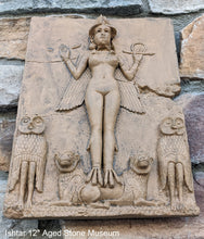 Load image into Gallery viewer, Babylonian Burney Relief Queen of Night GODDESS ISHTAR Mesopotamia Sculptural relief carving plaque www.Neo-Mfg.com 12"