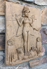 Load image into Gallery viewer, Babylonian Burney Relief Queen of Night GODDESS ISHTAR Mesopotamia Sculptural relief carving plaque www.Neo-Mfg.com 12"