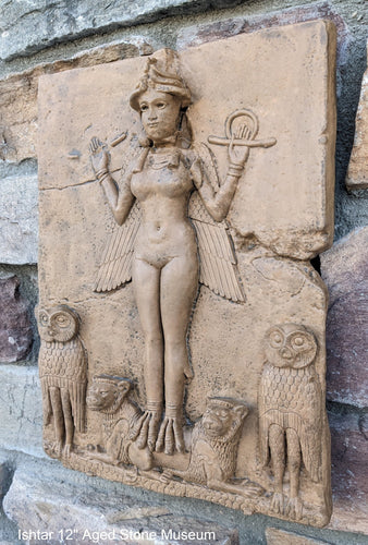 Babylonian Burney Relief Queen of Night GODDESS ISHTAR Mesopotamia Sculptural relief carving plaque www.Neo-Mfg.com 12