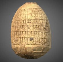 Load image into Gallery viewer, Babylonian Cuneiform Umma-Lagash Cone Marker Mesopotamia Sculptural relief carving www.Neo-Mfg.com Museum Reproduction