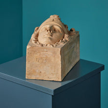 Load image into Gallery viewer, Athena Minerva Keystone Coade 1794 Portrait Face Wall Plaque Sculpture Fragment 10" Museum Quality www.Neo-Mfg.com