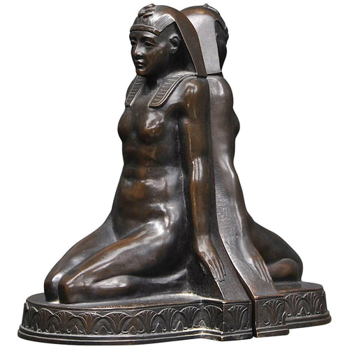 Egyptian kneeling female carving sculpture statue bookend revival Peinlich 7.5