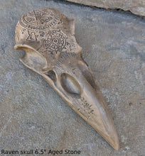 Load image into Gallery viewer, Wiccan Raven skull engraving Wall Plaque Sculpture Pagan 6.5" www.Neo-Mfg.com mythical