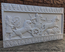 Load image into Gallery viewer, Assyrian Ashurnasirpal II hunting lions Carving sculpture wall plaque 22.75" www.Neo-Mfg.com