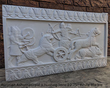 Load image into Gallery viewer, Assyrian Ashurnasirpal II hunting lions Carving sculpture wall plaque 22.75" www.Neo-Mfg.com