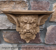 Load image into Gallery viewer, Gargoyle winged greenman shelf sculpture wall plaque www.NEO-MFG.com 10.5"
