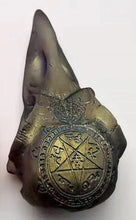 Load image into Gallery viewer, Wiccan Raven skull engraving Wall Plaque Sculpture Pagan 6.5" www.Neo-Mfg.com mythical