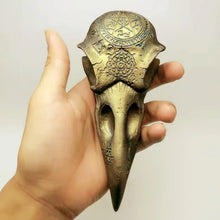 Load image into Gallery viewer, Wiccan Raven skull engraving Wall Plaque Sculpture Pagan 6.5" www.Neo-Mfg.com mythical