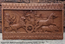 Load image into Gallery viewer, Assyrian Ashurnasirpal II hunting lions Carving sculpture wall plaque 22.75" www.Neo-Mfg.com