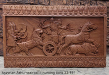 Load image into Gallery viewer, Assyrian Ashurnasirpal II hunting lions Carving sculpture wall plaque 22.75" www.Neo-Mfg.com