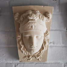 Load image into Gallery viewer, Athena Minerva Keystone Coade 1794 Portrait Face Wall Plaque Sculpture Fragment 10" Museum Quality www.Neo-Mfg.com