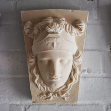 Load image into Gallery viewer, Athena Minerva Keystone Coade 1794 Portrait Face Wall Plaque Sculpture Fragment 10" Museum Quality www.Neo-Mfg.com