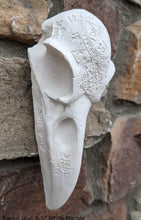 Load image into Gallery viewer, Wiccan Raven skull engraving Wall Plaque Sculpture Pagan 6.5" www.Neo-Mfg.com mythical