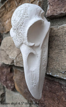 Load image into Gallery viewer, Wiccan Raven skull engraving Wall Plaque Sculpture Pagan 6.5" www.Neo-Mfg.com mythical