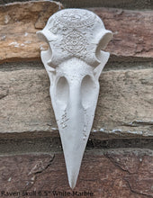Load image into Gallery viewer, Wiccan Raven skull engraving Wall Plaque Sculpture Pagan 6.5" www.Neo-Mfg.com mythical