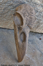 Load image into Gallery viewer, Wiccan Raven skull engraving Wall Plaque Sculpture Pagan 6.5" www.Neo-Mfg.com mythical