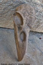 Load image into Gallery viewer, Wiccan Raven skull engraving Wall Plaque Sculpture Pagan 6.5" www.Neo-Mfg.com mythical