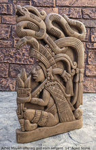 Load image into Gallery viewer, Aztec Mayan offering god corn serpent wall Sculpture plaque www.Neo-Mfg.com Home decor 14"