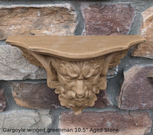 Load image into Gallery viewer, Gargoyle winged greenman shelf sculpture wall plaque www.NEO-MFG.com 10.5"