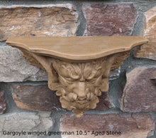 Load image into Gallery viewer, Gargoyle winged greenman shelf sculpture wall plaque www.NEO-MFG.com 10.5"