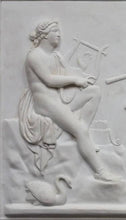 Load image into Gallery viewer, Roman Greek Dance muses Apollo Hellenistic Lyre player with swan Sculpture Wall 12.25" tall www.Neo-Mfg.com Thorvaldsen