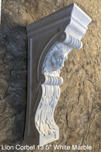 Load image into Gallery viewer, Lion Face narrow thin Corbel scroll bracket Architectural accent 13.5" www.Neo-Mfg.com Home decor