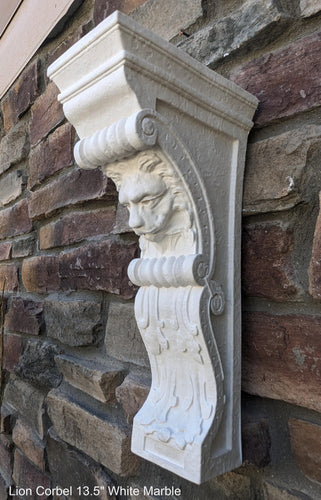 Lion Face narrow thin Corbel scroll bracket Architectural accent 13.5