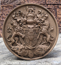 Load image into Gallery viewer, Coat Arms British lion &amp; unicorn horse sculpture wall plaque www.NEO-MFG.com 9.5&quot;
