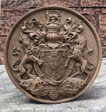 Load image into Gallery viewer, Coat Arms British lion & unicorn horse sculpture wall plaque www.NEO-MFG.com 9.5"