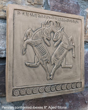Load image into Gallery viewer, Assyrian Persian confronted ibexes Persepolis carvings Sculpture reproduction art 8" www.Neo-Mfg.com Museum Reproduction