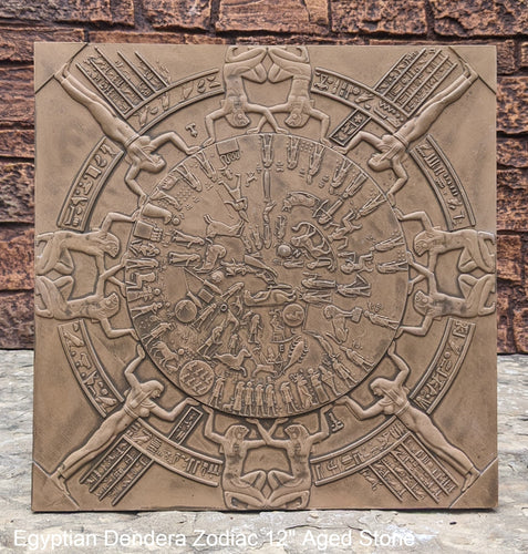 Egyptian Dendera Zodiac CALENDAR Sculptural wall relief plaque 12