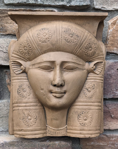 Egyptian Hathor Capital Relief fragment head bust wall plaque art Sculpture 12