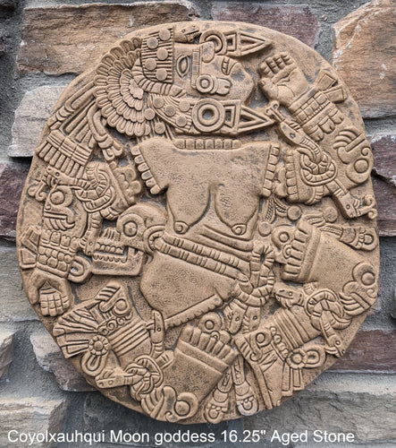 Aztec Maya Artifact Coyolxauhqui Moon goddess Sculpture Statue 16.25