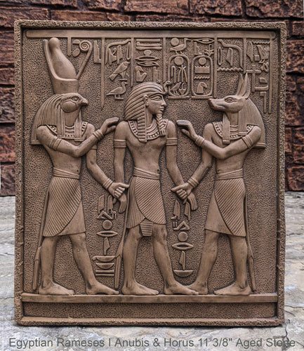 Egyptian Rameses I Anubis & Horus Sculpture Statue www.Neo-mfg.com 11 3/8
