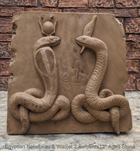 Load image into Gallery viewer, Egyptian Nehebkau & Wadjet 2 Serpents Artifact Carved Sculpture Statue 12" www.Neo-Mfg.com Museum reproduction