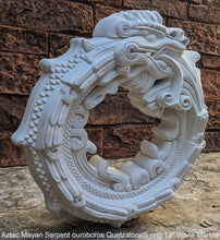 Load image into Gallery viewer, Serpent ouroboros Quetzalcoaltl ring Aztec Maya Artifact Carved Sculpture wall plaque relief 13" www.Neo-Mfg.com
