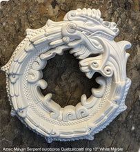 Load image into Gallery viewer, Serpent ouroboros Quetzalcoaltl ring Aztec Maya Artifact Carved Sculpture wall plaque relief 13" www.Neo-Mfg.com