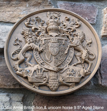Load image into Gallery viewer, Coat Arms British lion & unicorn horse sculpture wall plaque www.NEO-MFG.com 9.5"
