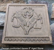 Load image into Gallery viewer, Assyrian Persian confronted ibexes Persepolis carvings Sculpture reproduction art 8" www.Neo-Mfg.com Museum Reproduction