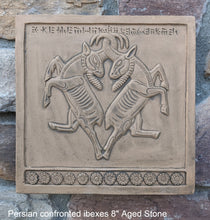 Load image into Gallery viewer, Assyrian Persian confronted ibexes Persepolis carvings Sculpture reproduction art 8" www.Neo-Mfg.com Museum Reproduction