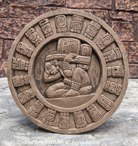 MAYAN AZTEC Haab Zodiac CALENDAR Sculptural wall relief plaque 8