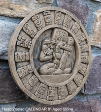 Load image into Gallery viewer, MAYAN AZTEC Haab Zodiac CALENDAR Sculptural wall relief plaque 8&quot; www.Neo-Mfg.com
