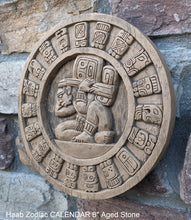 Load image into Gallery viewer, MAYAN AZTEC Haab Zodiac CALENDAR Sculptural wall relief plaque 8" www.Neo-Mfg.com