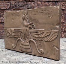 Load image into Gallery viewer, Assyrian Ahura Mazda Faravahar Persian Persepolis art Wall Sculpture 14" www.Neo-Mfg.com