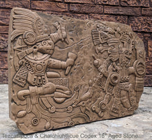 Load image into Gallery viewer, Aztec Maya Artifact Carved Tezcatlipoca & Chalchiuhtlicue Sculpture Statue 16" www.Neo-Mfg.com Wall art Codex