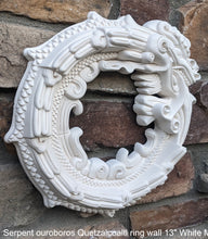 Load image into Gallery viewer, Serpent ouroboros Quetzalcoaltl ring Aztec Maya Artifact Carved Sculpture wall plaque relief 13" www.Neo-Mfg.com