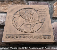 Load image into Gallery viewer, Assyrian Persian Winged lion Griffin Achaemenid Persepolis carvings Sculpture reproduction art 8" www.Neo-Mfg.com Museum Reproduction