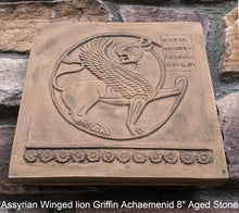 Load image into Gallery viewer, Assyrian Persian Winged lion Griffin Achaemenid Persepolis carvings Sculpture reproduction art 8" www.Neo-Mfg.com Museum Reproduction